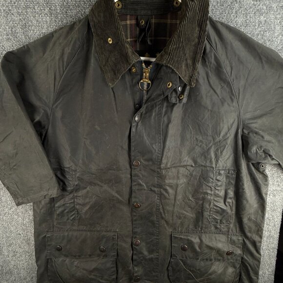 Barbour Beaufort Game Pouch Waxed Jacket 3/4 Sleeve A155 England Zip Up Hunting - Picture 1 of 16